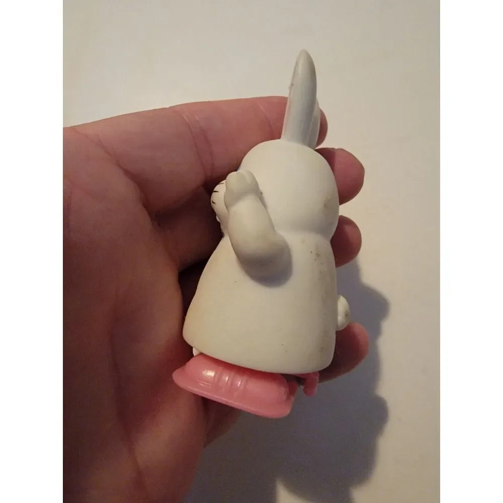 Vintage White Bunny Rabbit Wind Up Toy 1970s Tomy